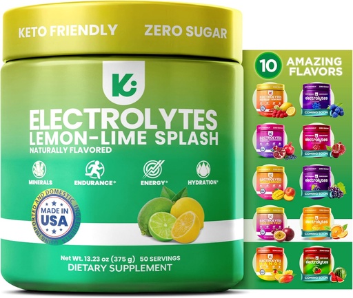[BRSW2YI5C4BRED3G] Keppi Electrolytes Powder - Lemon Lime Flavor - tidak ada Suplemen Gula Hidration dengan Potasium, Magnesium, Sodium - Keto, Vegan, Fasting- Friendly, Zero Calorie Electrolite Drink Drink