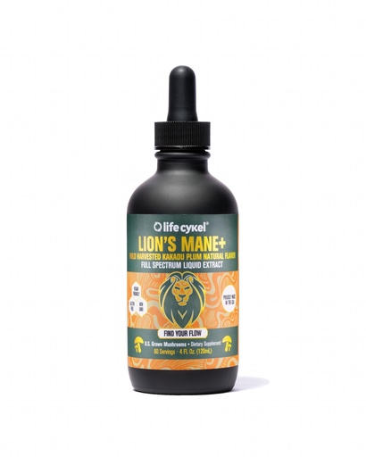 [BRSRAH3YCJ7R6332] Life Cykel - Lion's Mane Mushroom Extract with Kakadu Plum - Brain Booster Nootropic for Memory, Focus & REM Sleep - Non-GMO, Organic Mushroom Tincture - 4 Fl Oz (60 Servings)