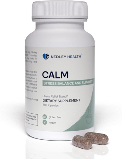 [BRSRAYL2DMBAGHYY] Calm - Doğal Stres Yardımı ve Mood Support Supplement - Ashwagandha, Lemon Balm, L-Theanine - 60 Vegan Capsules (Calm)