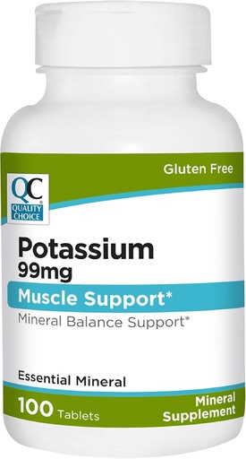 [BRSRMGT7AQHB6HLO] Quality Choice Potassium 99 mg Tablets 100 Count Mineral Supplement
