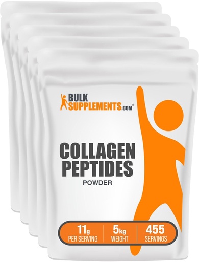 [BRSWKZYQAR5RU2Q3] BulkSupplements.com Collagen Peptides Powder - Bovine Collagen Powder, Powdered Collagen Supplement - Hydrolyzed & Gluten Free, 11g per Serving, 1kg (2.2 lbs) (Pack of 5)
