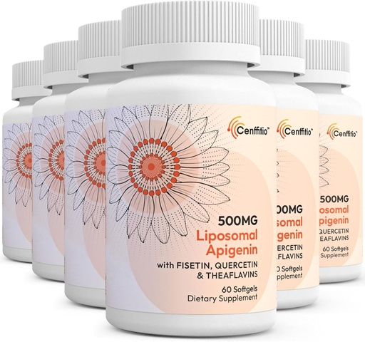 [BRSROZIEOR4GCH3X] Liposomal apigenin 500mg Softgels - Optimal Apigenin Supplement with Fisetin, Quercetin and Theaflavins - 12 Month Supply