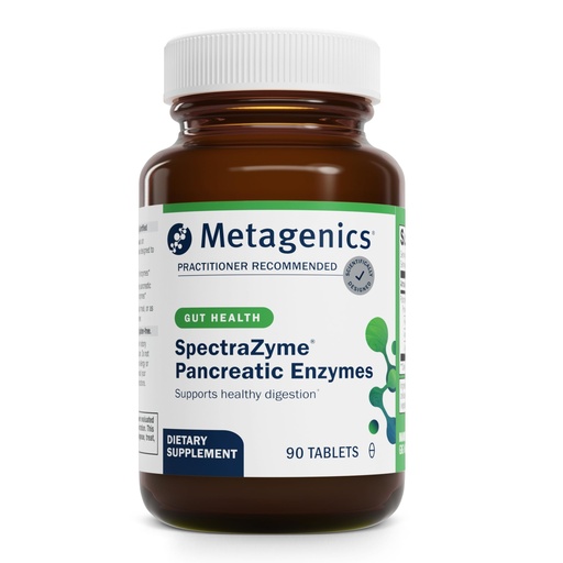 [BRSWIFQMCIGRGHDC] Metagenics SpectraZyme Pancreatic Enzymes - Digestive Enzyme Complex for Protein, Fat & Carb Breakdown - Supports Digestion, Gas Relief & Gut Health* - Non-GMO, Gluten-Free - 90 Tablets
