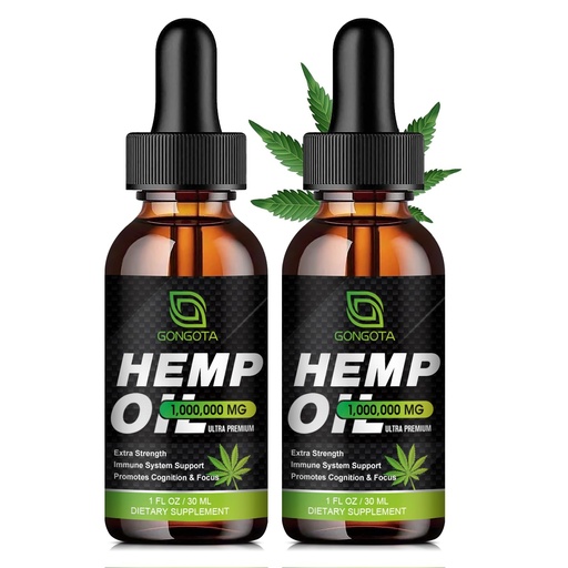 [BRSRMAT3C4CRSEY2] (2-Pack) High Potency Hemp Oil - 1,000,000 Maximum Strength - Helps Relaxation, Stress, Calming, Sleep - Organic Hemp Oil Extract - Vegan, Immunization Support, Non-GMO
