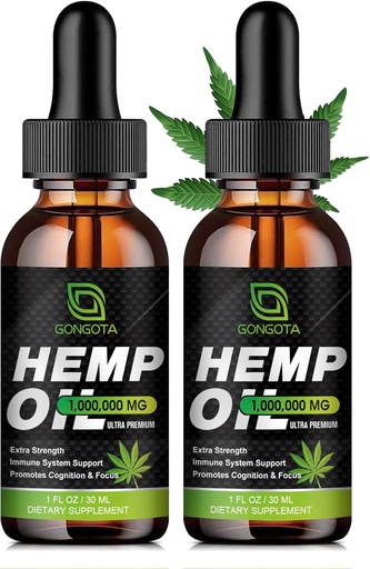 [BRSRMAT3C4CRSEY2] (2-Pack) Yüksek Potency Hemp Oil - 1.000.000 maksimum Güçlü - Rahatlama, Stres, Calming, Sleep - Organik Hemp Oil Extract - Vegan, Immunization Support, Non-GMO