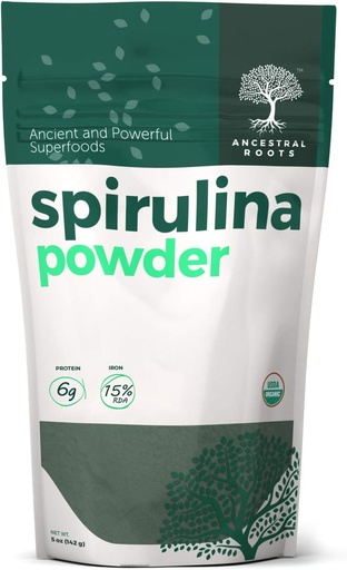 [BRSWGAAEPN6R4YDG] Ancestral 뿌리 - 유기 Spirulina 분말 (5개 oz) USDA에 의하여 증명되는 Vegan Spirulina 분말 I 100% 최선 건강 & 면역 지원을 위한 순수한 Superfood.