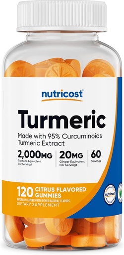 [BRSRAGT4PMMQEA3V] Nutricost Turmeric Gummies 2,000mg Tumeric per Serving (120 Gummies) - 60 Servings