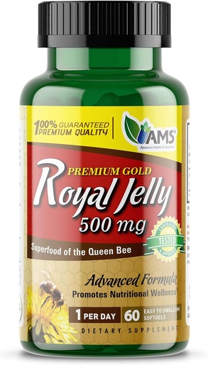 [BRSWYZYYBZ6R62DA] 美国医学与科学 皇家Jelly 500mg(60软胶) QQ超级食品 女王蜜蜂 QQ女性饮食补充 QQ促进豁免与生育 QQ支持皮肤,肝,心脏,和大脑健康