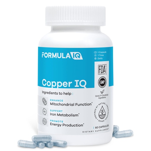 [BRSRAFL3O57GOD3X] Formula IQ - Copper IQ - High Absorption Albion Bisglycinate Mineral for Energy Production & Iron Metabolism Support, Chelated Supplement, 60 Veggie Capsules