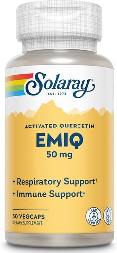 [BRSWKG37BIIBUGQV] SOLARAY EMIQ Activated Quercetin, Sinus, Respiratory & Immune Health Support, Enhanced Absorption, 30 Servings, 30 VegCaps