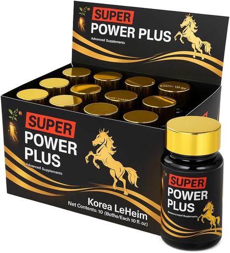 [BRSROFABPMHGA3Y2] Elestoria Power Plus Super - 10 flasker Super Power-Plus Botanisk blanding flytende kosttilskudd (1 FL OZ) Korean Ginseng Extract Ginseng Supplement naturlige menn Tonic Ginseng Root Korean Red Ginseng Drops