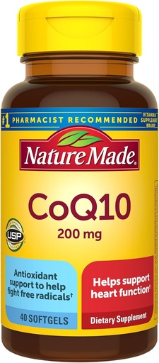 [BRSWIYL5OQEBOEDK] Nature Made CoQ10 200mg, Dietary Supplement for Heart Health Support, 40 Softgels, 40 Day Supply