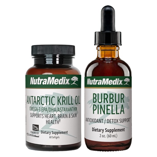 [BRSRMYIKOAIREHL6] NutraMedix Brain Support Bundle - Includes Artic Krill Oil Softgels and Burbur Pinella Liquid Drops for Cognitive Health, Detox and Brain Support - 2-Piece Supplement Set for Cognitive Support