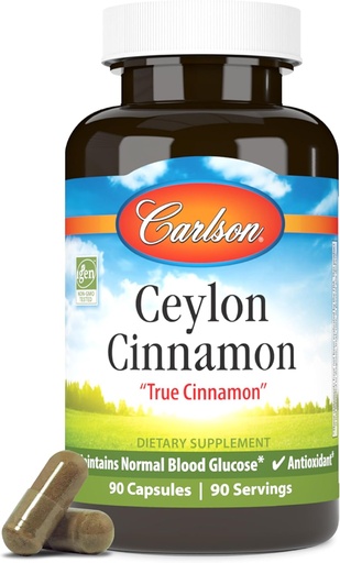 [BRSWIEYFDIAR2DDY] Carlson - Ceylon Cinnamon, Cinnamon Suplemen, 500 mg, Cinnamon Extract Pills, Ceylon Cinsules, 90 Capsules.