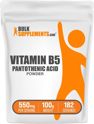 [BRSWIF36AIIB2C3M] BulkSupplements.com Vitamin B5 Powder - as Calcium Pantothenate, B5 Vitamins - Gluten Free, 500mg of Vitamin B5 Pantothenic Acid per Serving, 100g (3.5 oz) (Pack of 1)