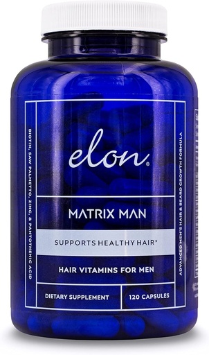 [BRSRMZY7BZYRAE3O] Elon Matrix Man - 60 Day Supply - Hair Growth Vitamins for Men – Saw Palmetto & Biotin Advanced Formula Vitamins – Promotes Healthy Beard Growth – (120 Capsules)
