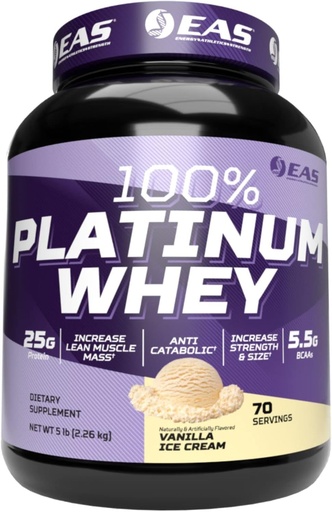 [BRSRMAILO4HQGE3D] EAS 100% Platinum | 3 proteine del siero di ultra-Platinum | Aumento della dimensione & resistenza | 25g Protein, 5.5g BCAAs | 5 Pound (Vanilla Ice Cream)