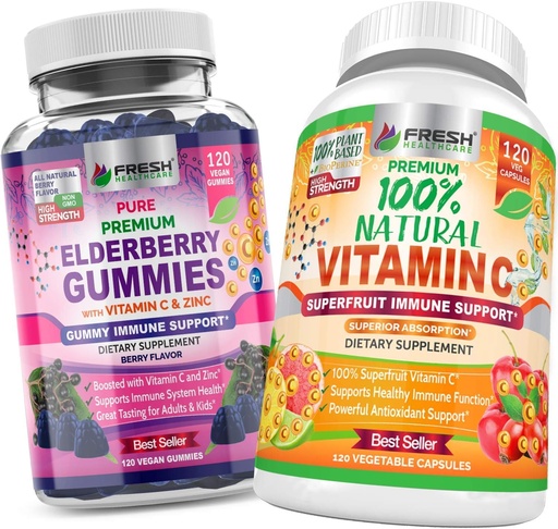 [BRSWYGL6B4HGG3DP] Elderberry Gummies and Natural Vitamin C - Bundle