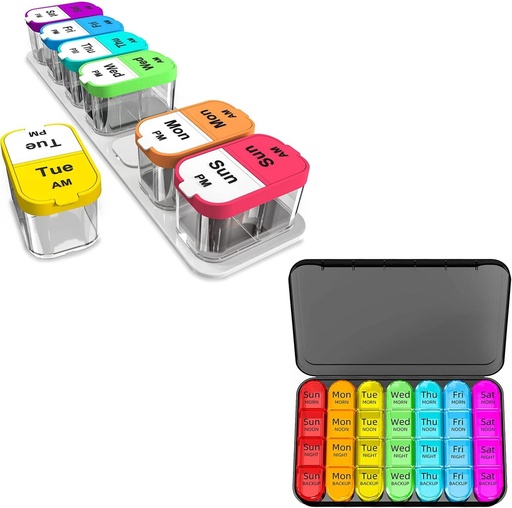 [BRSRAHT4BYNB4FLG] Odaro Extra Large Pill Organizer & Weely Pilll Organizer 4 Times A Day - Color