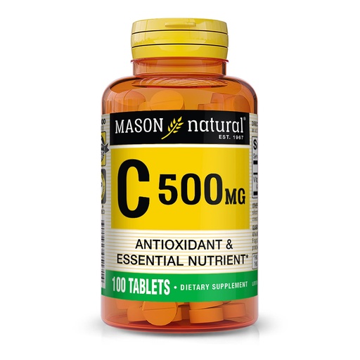 [BRSWIZ33OBYA22I7] Mason Natural Vitamin C 500 mg, Daily Dietary Supplement with Essential Nutrient to Support Immune Function & Overall Wellness, 100 Tablets (Pack of 1)