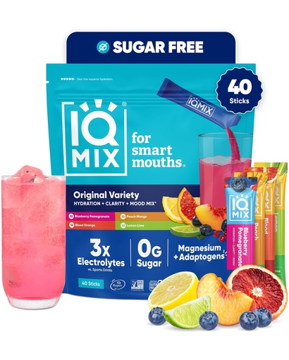 [BRSROZTROUHBED3P] IQMIX Sugar Free Electrolytes Powder Packets, Variety Pack 40ct
