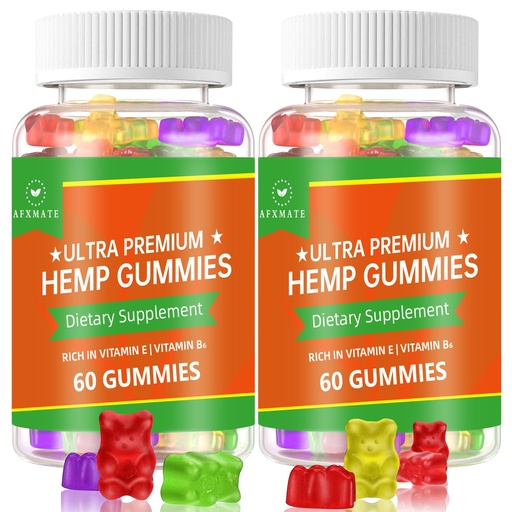 [BRSRMFT6PMNB63I2] (2 Pack) Hemp Gummies, Fruity Edibles Gummy Advanced 100% Natural High Potency Hemp Seed Extract Gummies - 120 Gummies