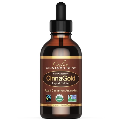 [BRSWGBADDEGWAD3P] Ceylon Cinnamon Shop CinnaGold™ Organic Ceylon Cinnamon (100% Certified) Supplement, High-Potency Liquid Extract, 4 oz. – Super Antioxidant