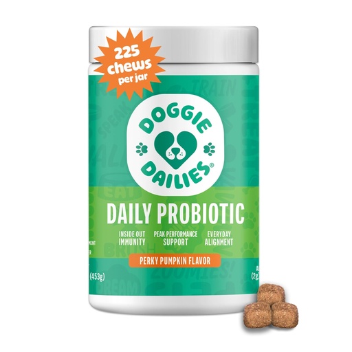 [BRSWGC34AQAR4CTV] Doggie Dailies Probiotics for Dogs - Advanced Dog Probiotics with Prebiotics - Promotes Digestive Health - Supports Immune System and Overall Health (Pumpkin) 225 Soft Chews