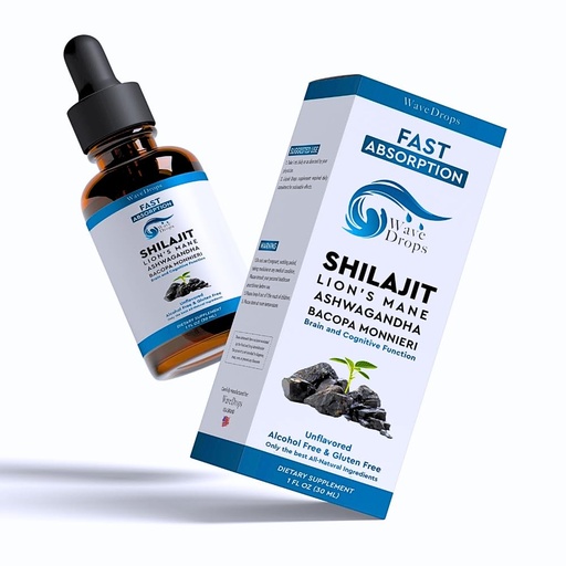 [BRSROCT3CUFQGGT3] Lion's Mane - Shilajit - Ashwagandha - Bacopa Monnieri Liquid Drops | for Stress, Memory Booster,Focus | All Natural Ingredients 1Fl Oz (1)