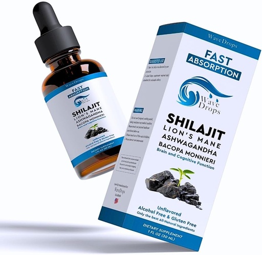 [BRSROCT3CUFQGGT3] Lion's Mane - Shilajit - Ashwagandha - Bacopa Monnieri Liquid Drops 