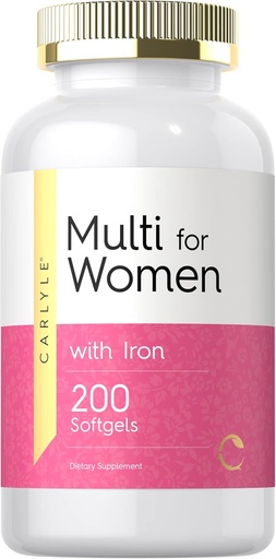 [BRSW2CA7CJ6QG3DB] Carlyle Multivitamine pour les femmes avec de l'Iron. 200 Softgels.