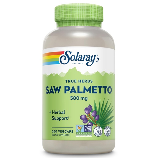 [BRSWIEDRBZ4A4ETE] SOLARAY Saw Palmetto Berries 580mg - Men's Wellness Supplements - Saw Palmetto for Men as They Age - 3 VegCaps Daily - Non GMO, Vegan, Gluten Free, Lab Verified, 60-Day Guarantee - 360 Servings
