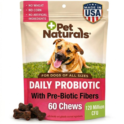[BRSWIZQ2OQFBU3I7] Pet Naturals Daily Probiotic Soft Chews for Dogs, Digestive and Immune Support Supplement, 1 Billion CFU Per Chew, Duck, 60 Count