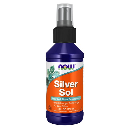 [BRSWIZYBDEDGG2Y5] NOW Foods Supplements, Silver Sol 10 PPM with Elemental Silver and Deionized Water, Liquid, 4-Ounce