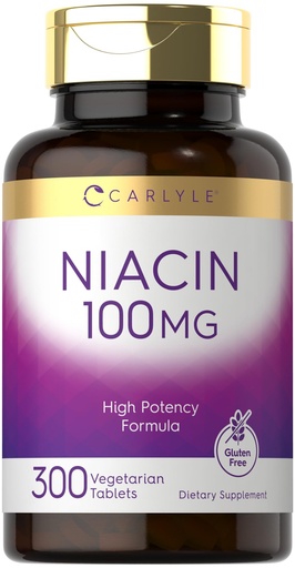 [BRSW2ELQOEGQ4FA7] Carlyle Niacin 100mg | 300 Vegetarian Tablets | Non-GMO, Gluten Free | High Potency Formula