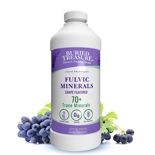 [BRSROYYFCEPAGD33] Buried Treasure Fulvic Minerals Grape Flavored – Colloidal Minerals from Humic Fulvic Acid, Electrolytes from Trace Minerals for Recovery and Wellness Support. Add to Water – 32 Servings
