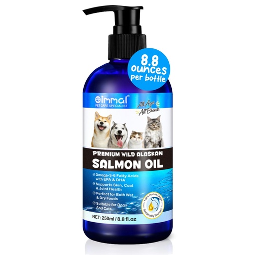 [BRSROFARAACBAELP] Alaskan Salmon Oil for Dogs & Cats (8.8 oz) - Pure Omega 3 Fish Oil with Omega 6 Fatty Acids, EPA & DHA - Anti-inflammation for Dogs Skin and Coat - Natural Pet Joint, Immune, Brian & Heart Supplement