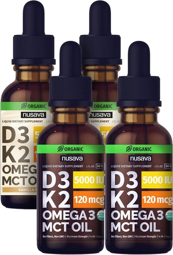 [BRSROGATA4IRQ2Y3] NUSAVA Unflavored D3 K2 Liquid Drops and Vanilla Flavored D3 K2 Liquid Drops Bundle - Potent Liquid Vitamins for Heart, Joint, Bone, Muscle, & Immune Support - Non-GMO, Gluten-Free, 2pk Every