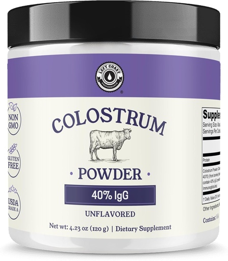 [BRSROHYDBN4GA3TX] Colostrum Powder 40% IgG – USA Sourced Bovine Colostrum Supplement for Immune Support, Gut Health, Muscle Recovery, and Overall Wellness - Single Ingredient, No Additives, Non-GMO - 60 servings