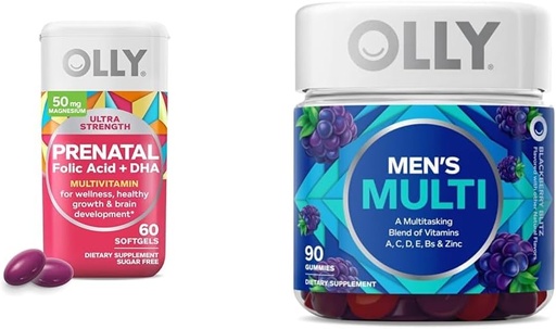 [BRSRAYYYBN5BG237] OLLY Softgels multivitamines prénatales et mélanges de vitamines gommy multivitamines pour hommes, 60 et 90 Nombre