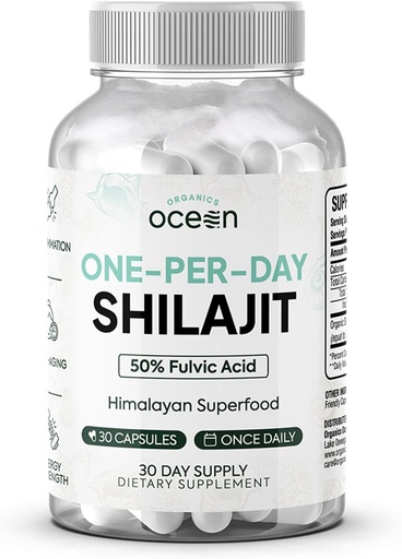 [BRSRAZT7OYHRYALK] Ecologics Ocean One-Per-Day Shilajit pentru bărbaţi şi femei - Natural Shilaj Supliment pentru vârsta-Deficitare, Oase Putere, Hormoni şi mai mult - 30 Shilaj capsule
