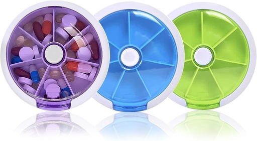 [BRSWGELRBNYGOF3X] Balíček Organizátor Týdenní 3PCS, INVODA Pill Případ 7 Den 3 Times Medicine Pill Dispenser, Tlačítko Rotate Pill Planner s 7 Compartments (3 Group)