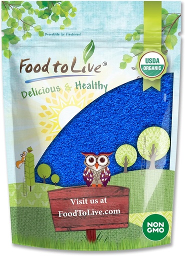 [BRSRMFT3BAFGMCQ4] Food to Live Organic Blue Spirulina Powder, 8 Ounces – Non-GMO, Pure Raw Blue-Green Algae Extract, Vegan, Non-Irradiated, Great for Juices, Smoothies, Shakes, Drinks, and Food Coloring