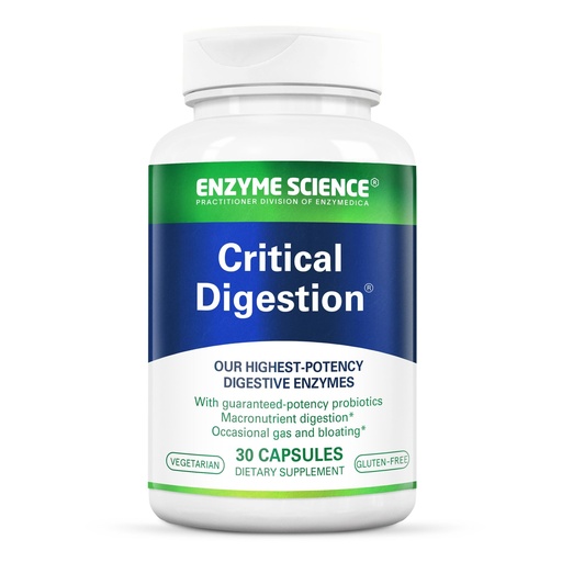 [BRSWI2T6AUFWMDL6] Enzyme Science Critical Digestion - Digestive Enzyme Supplement for Women & Men, Probiotic Blend for Digestive & Gut Health Support, Helps Gas & Bloating, Gluten Free, Maximum Strength - 30 Capsules