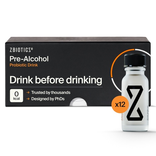 [BRSRMBA7AABW2G3B] ZBiotics — Feel Better After Drinking, Wake Up Refreshed, Science-Backed, Patented Probiotic for Easier Mornings, Travel-Friendly, 12-Pack of 0.47 Fl Oz Bottles