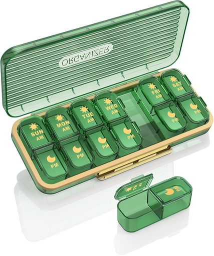 [BRSRMAA3DMGQ4CY7] Pill Organizer 2 Times A Day, 7 gün Am Pm Pill Box - Asiya Konteyner ilə Acedada Weekly Pill Organizer, Vitamin, Balıq Yağları, Ekspertlər, Green Oils, Təhlükəsizliklər üçün Portulyator Seramik Case,