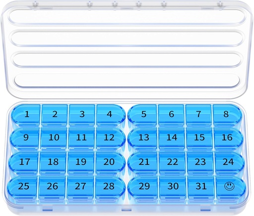 [BRSROZQKDIMRSDI4] Zoksi Monthly Pill Organizer 1 Times a Day, 30 Day Pill Box Organizer,One Month Pill Case for Travel, 31 Day Daily Medcine Container for Vitamins, Supplement & Medication