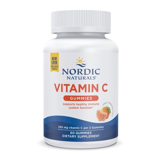 [BRSWIGQ7AQFR2G3K] Nordic Naturals Vitamin C Gummies, Tart Tangerine - 60 Gummies - 250 mg Vitamin C - Immune Support, Antioxidant Protection, Child Growth & Development - Non-GMO, Vegan - 30 Servings