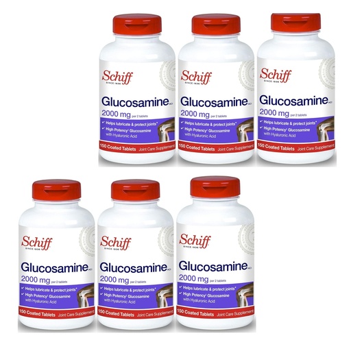 [BRSWY2QOOEFW2HLX] Schiff Glucosamine 2000mg with Hyaluronic Acid (Pack of 6)