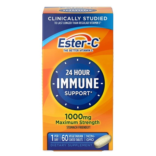 [BRSWIYQYAUMRUEDE] Ester-C Vitamin C, 1,000 mg, 60 Coated Tablets (Packaging May Vary)
